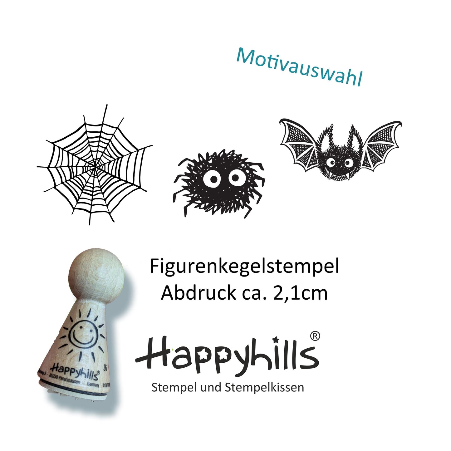 Kegelstempel Spinne, Fledermaus und Spinnennetz Auswahl oder Set