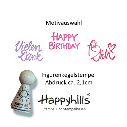 Kegelstempel Vielen Dank, Happy Birthday und für Dich Auswahl oder Set