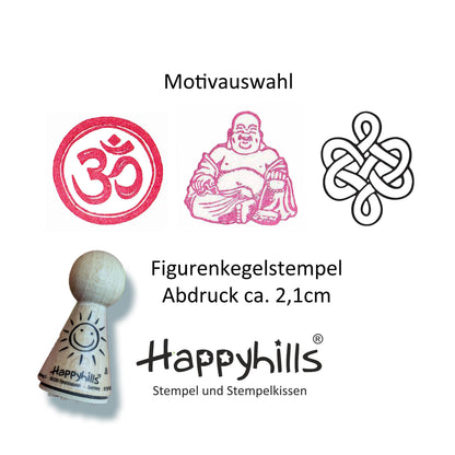 Kegelstempel Om, Buddha und endloser Knoten Auswahl oder Set