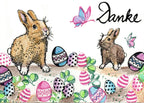 Stempel Kaninchen steht und Karotte