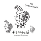 Stempel Wichtel mit Blumenstrauß