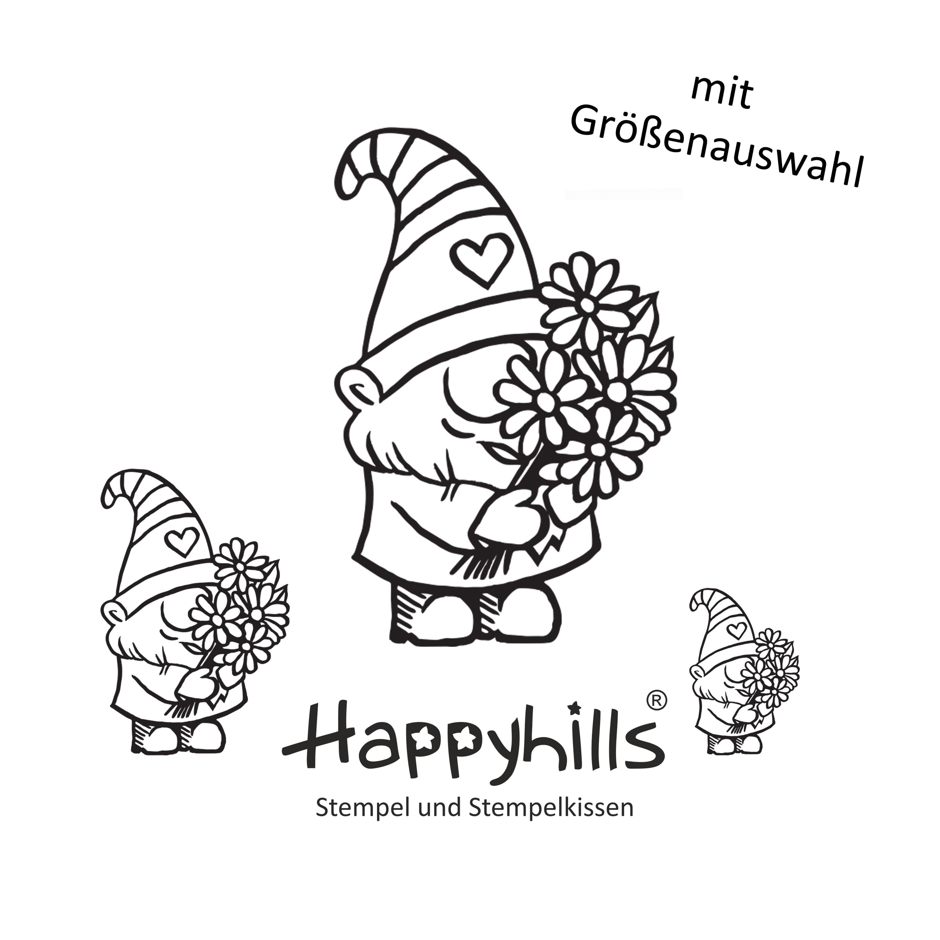 Stempel Wichtel mit Blumenstrauß
