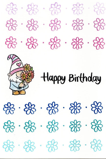 Stempel Wichtel mit Blumenstrauß