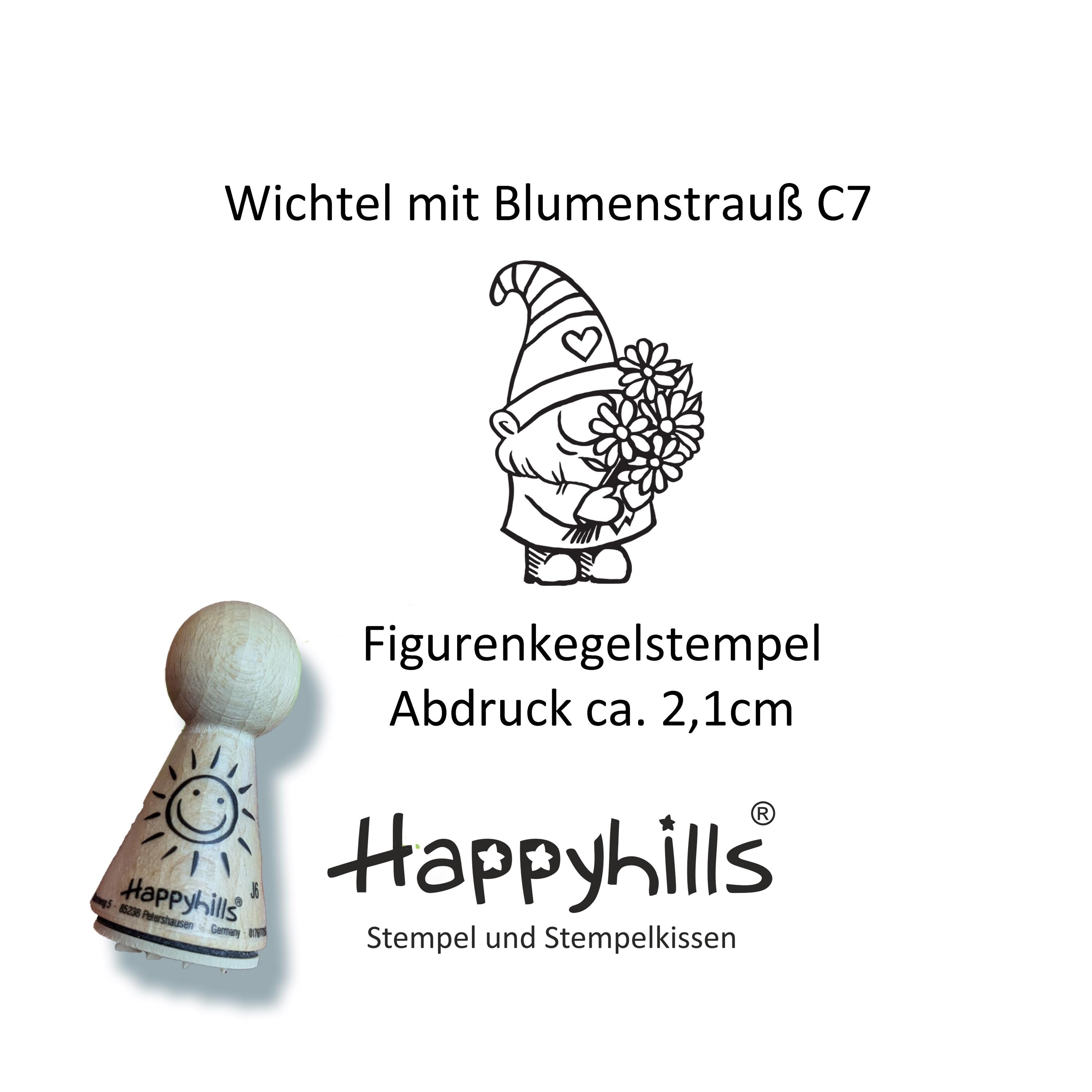 Stempel Wichtel mit Blumenstrauß