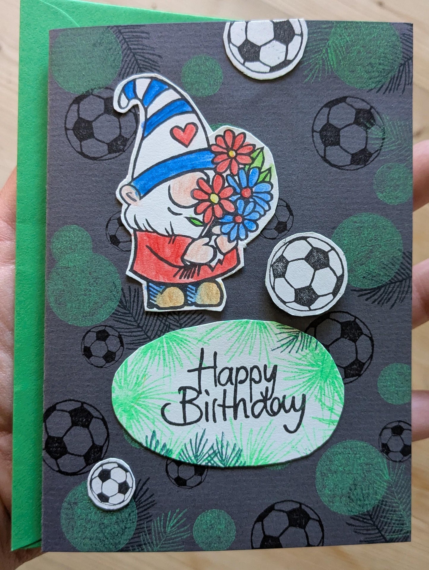 Stempel Wichtel mit Blumenstrauß