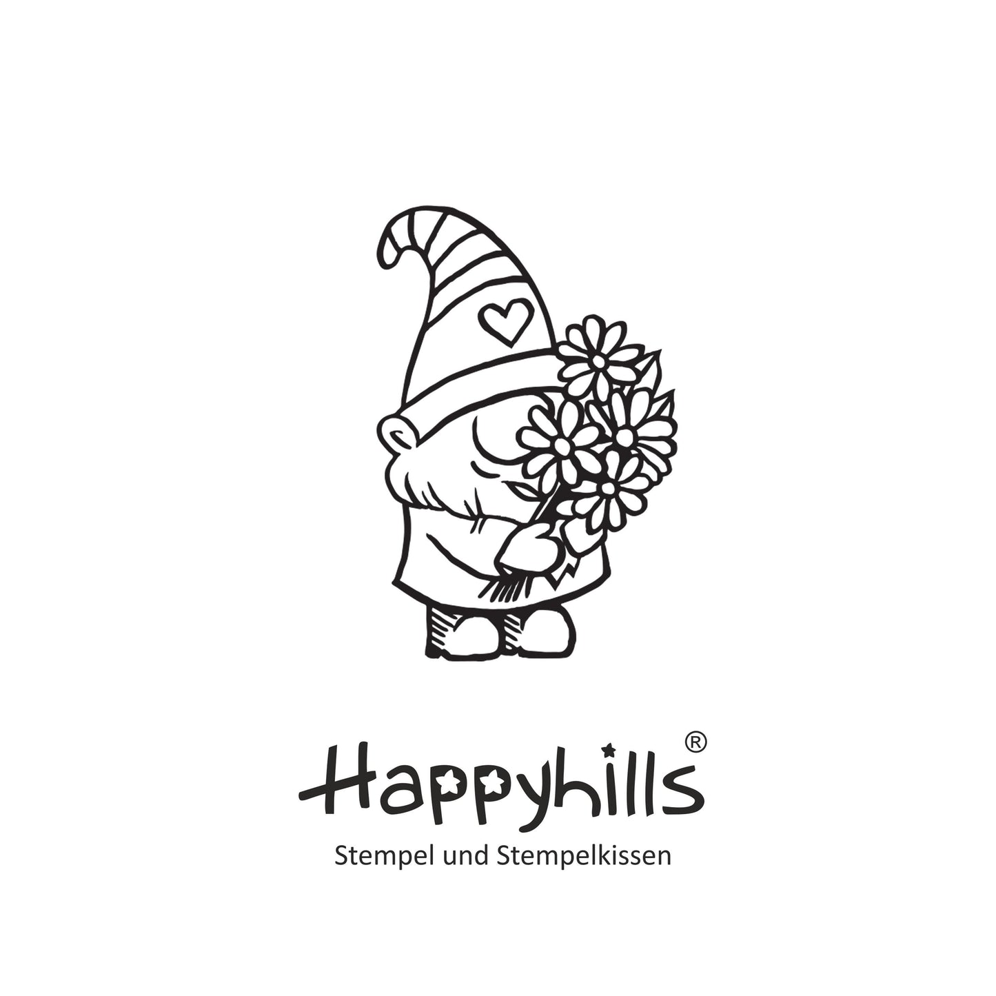 Stempel Wichtel mit Blumenstrauß