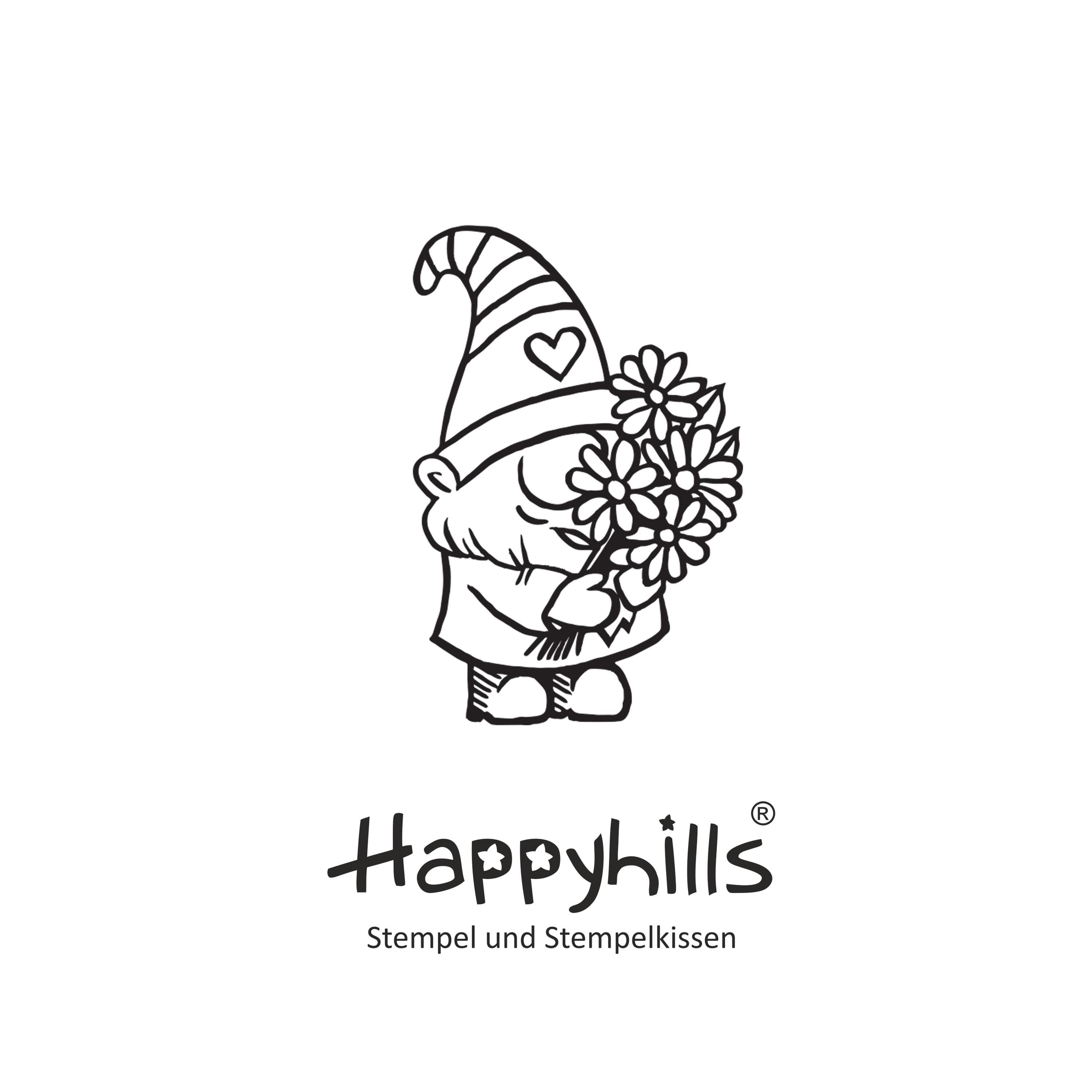 Stempel Wichtel mit Blumenstrauß