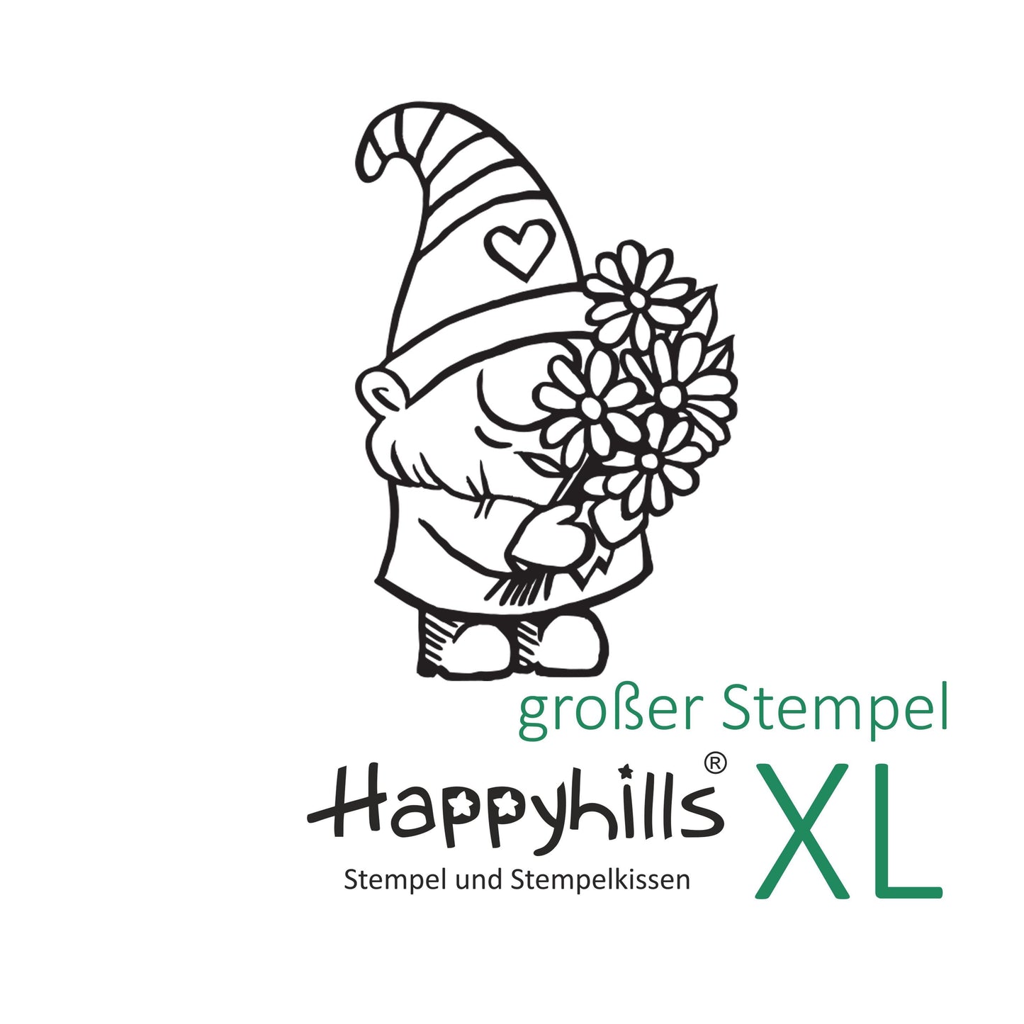 Stempel Wichtel mit Blumenstrauß