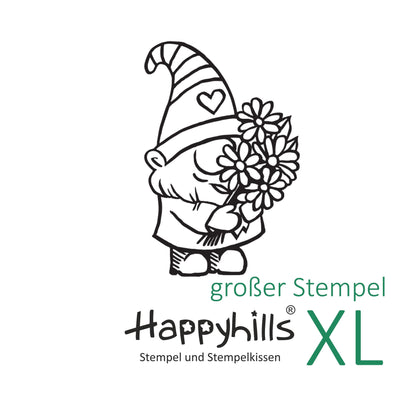 Stempel Wichtel mit Blumenstrauß