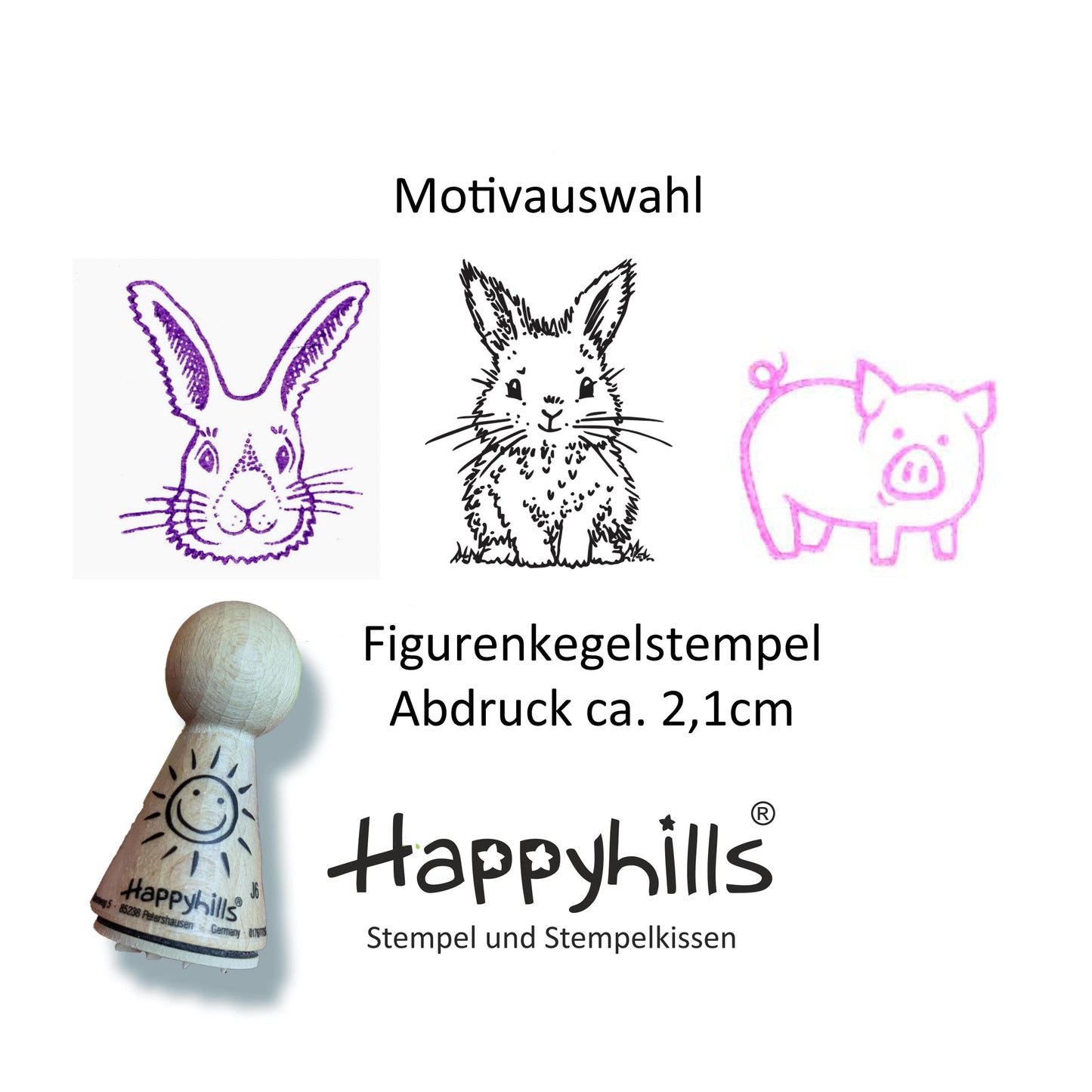 Kegelstempel Hasenkopf, Häschen und Schwein Auswahl oder Set