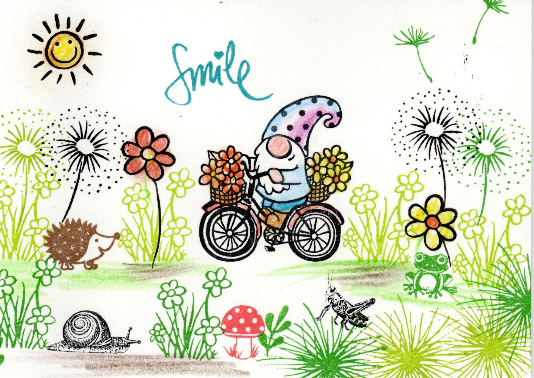 Stempel Sommerwichtel auf dem Fahrrad