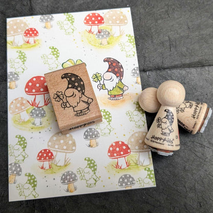 Stempel Glückswichtel mit Kleeblatt