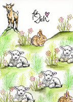 Stempel Gras mit Blumen