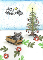 Stempel Katze in der Kiste