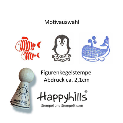 Kegelstempel Fischschwarm, Pinguin und Wal Auswahl oder Set