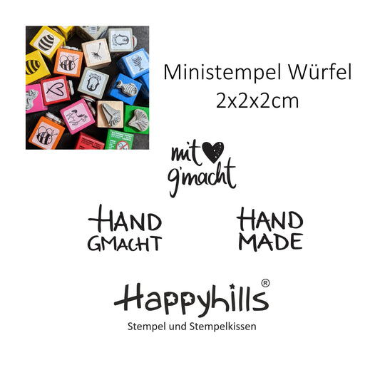 Ministempel Handgmacht, mit Liebe gmacht und Handmade Auswahl oder Set