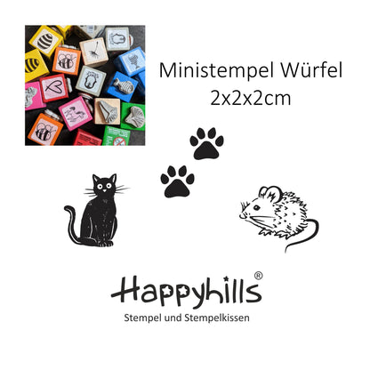 Ministempel Kater/Katze, Maus und Tatzenspur Auswahl oder Set