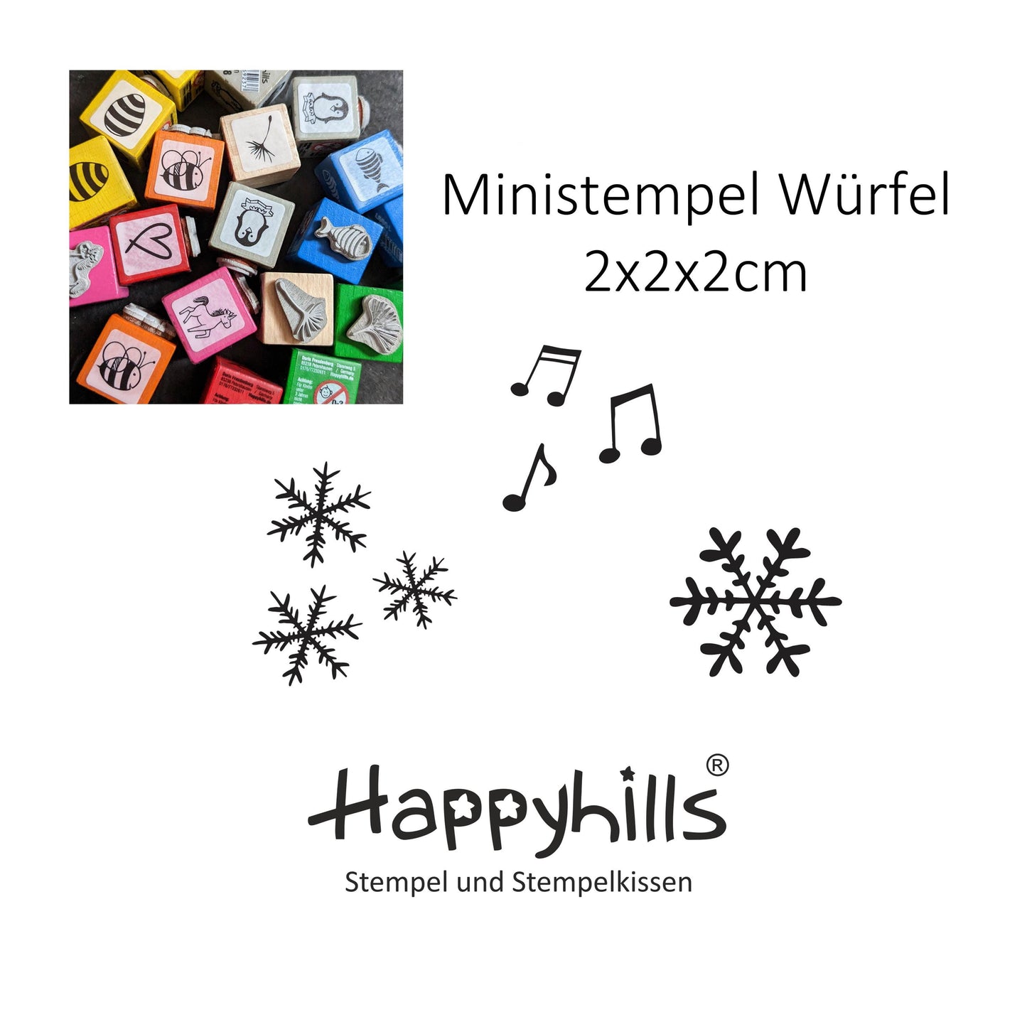 Ministempel Schneeflocken und Noten Auswahl oder Set