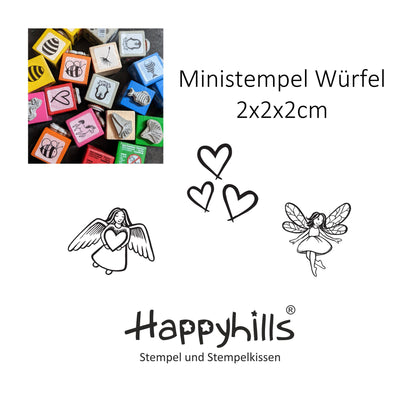 Ministempel Herzchen, Engel mit Herz und Fee Auswahl oder Set