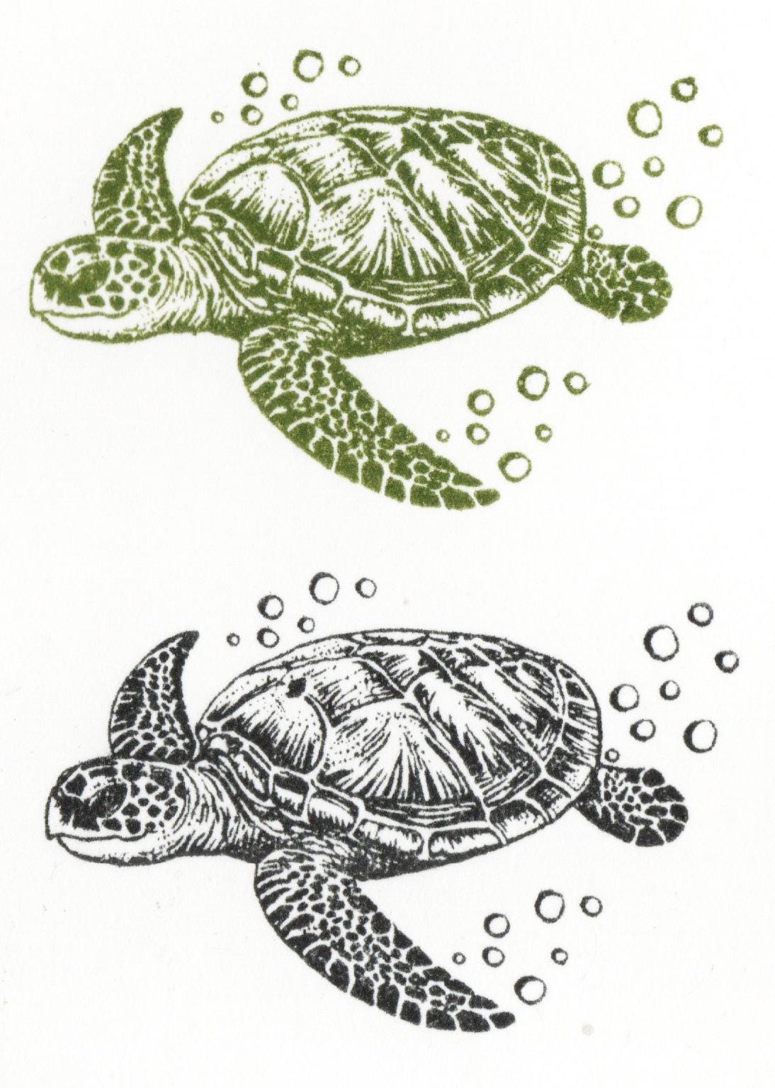 Stempel Meeresschildkröte mit Blubberblasen