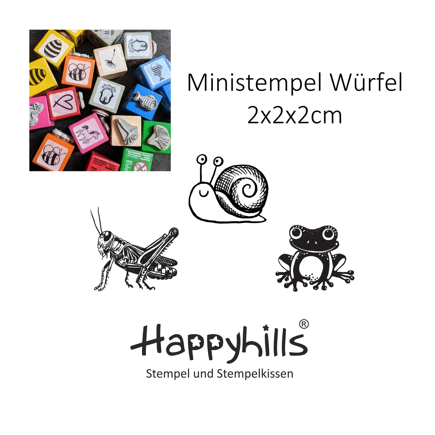 Ministempel Grashüpfer, Schnecke und Frosch Auswahl oder Set