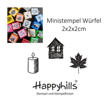Ministempel Kerze, Haus und Ahornblatt Auswahl oder Set