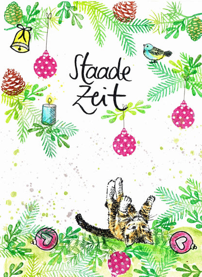 Ministempel Frohes Fest und Christbaumkugeln Auswahl oder Set