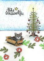 Ministempel Frohes Fest und Christbaumkugeln Auswahl oder Set