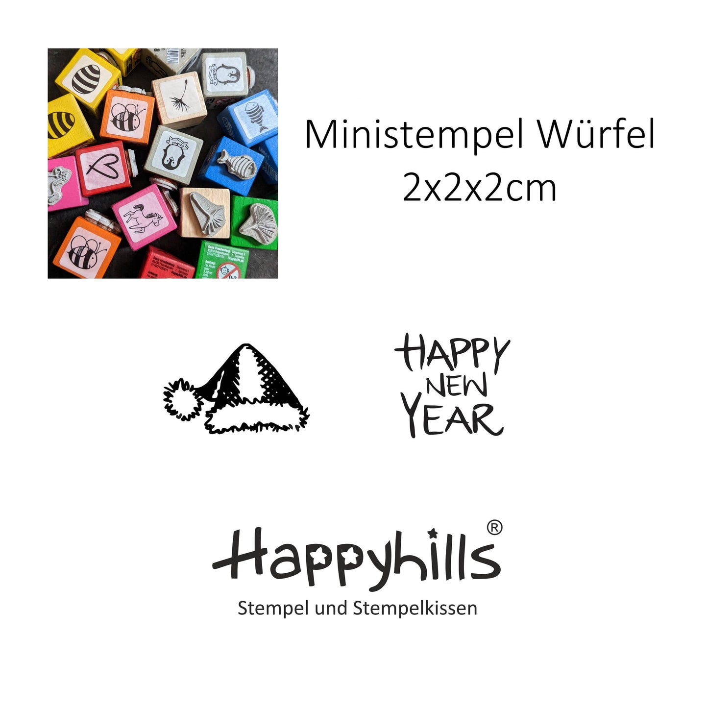 Ministempel Mütze und Happy New Year Auswahl oder Set