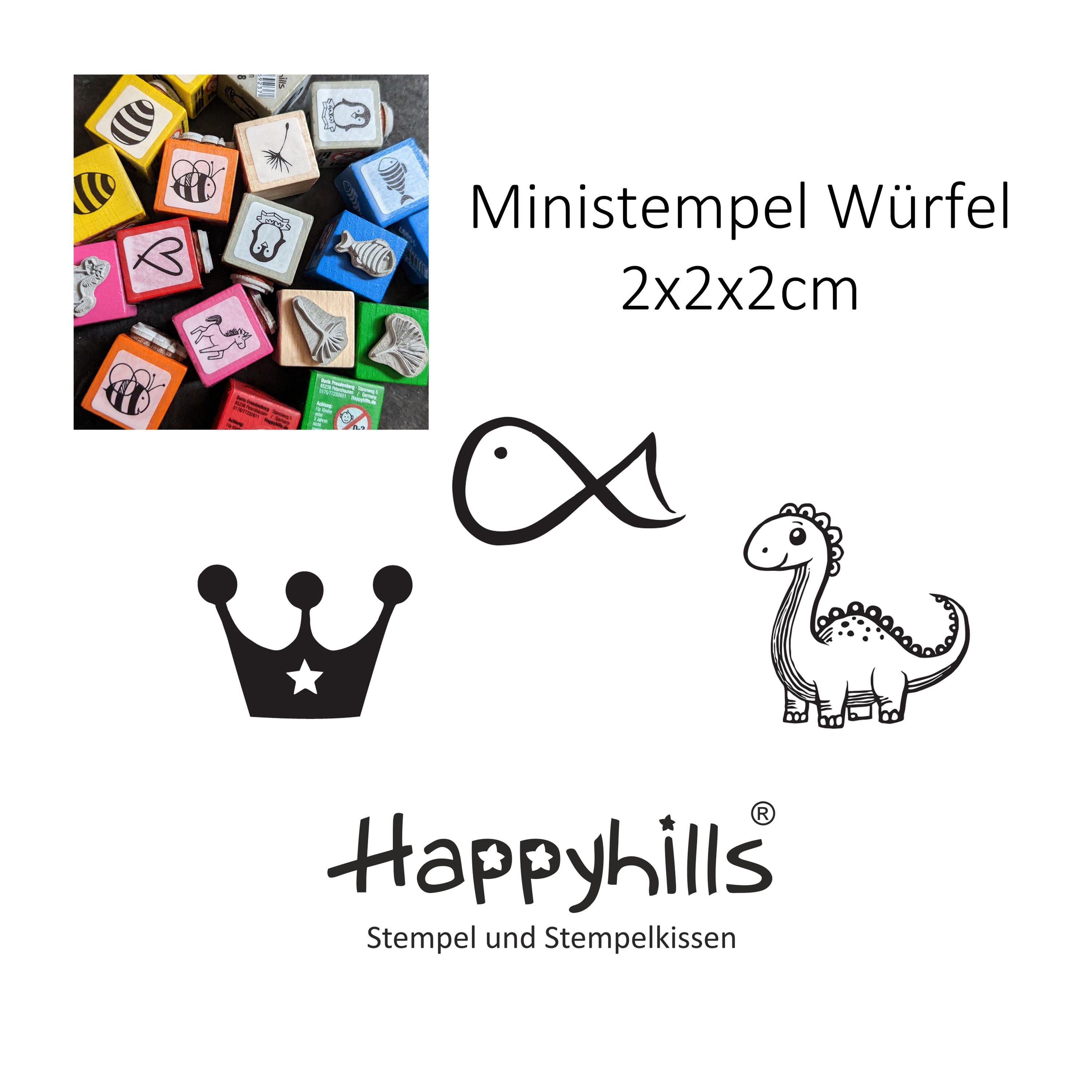 Ministempel Dinosaurier, Fischsymbol und Krone Auswahl oder Set