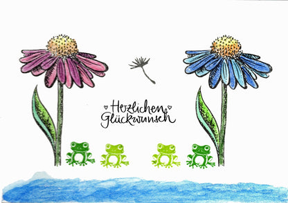 Ministempel Grashüpfer, Schnecke und Frosch Auswahl oder Set