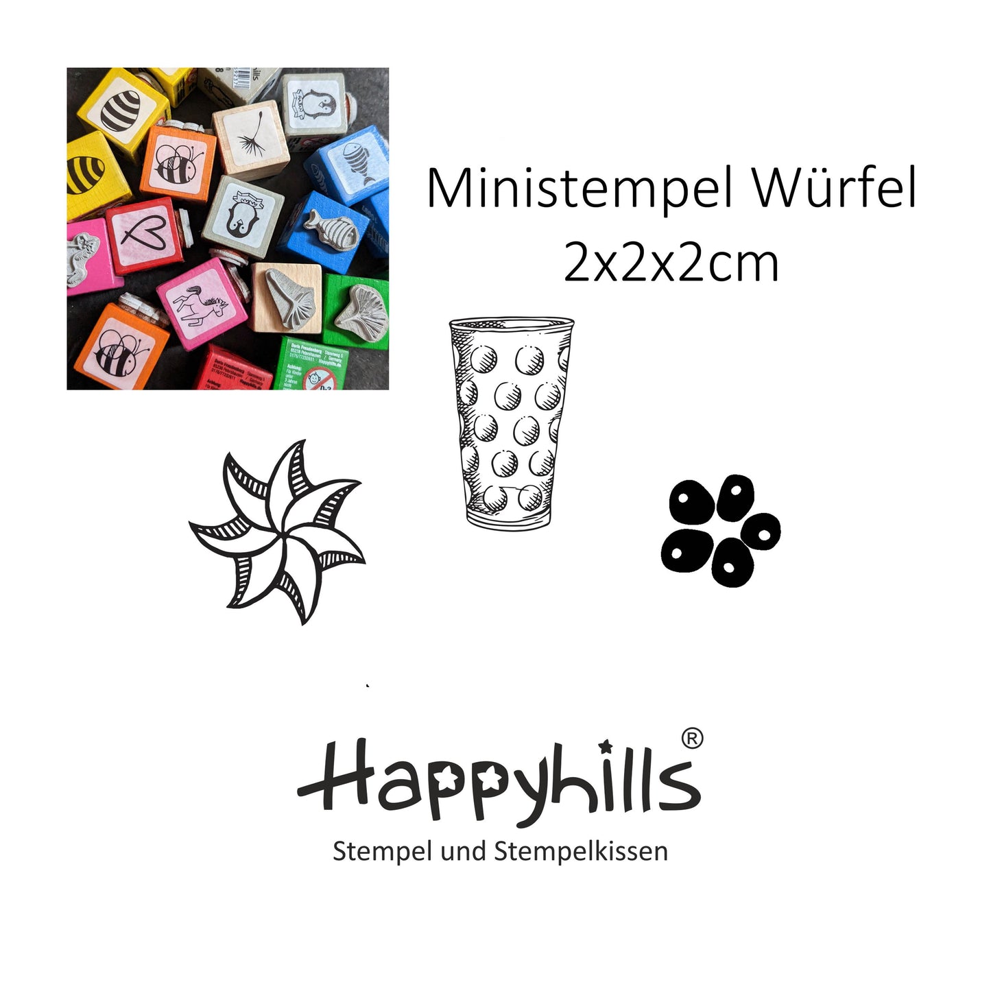 Ministempel Dubbeglas, Windrad und Blüte Auswahl oder Set