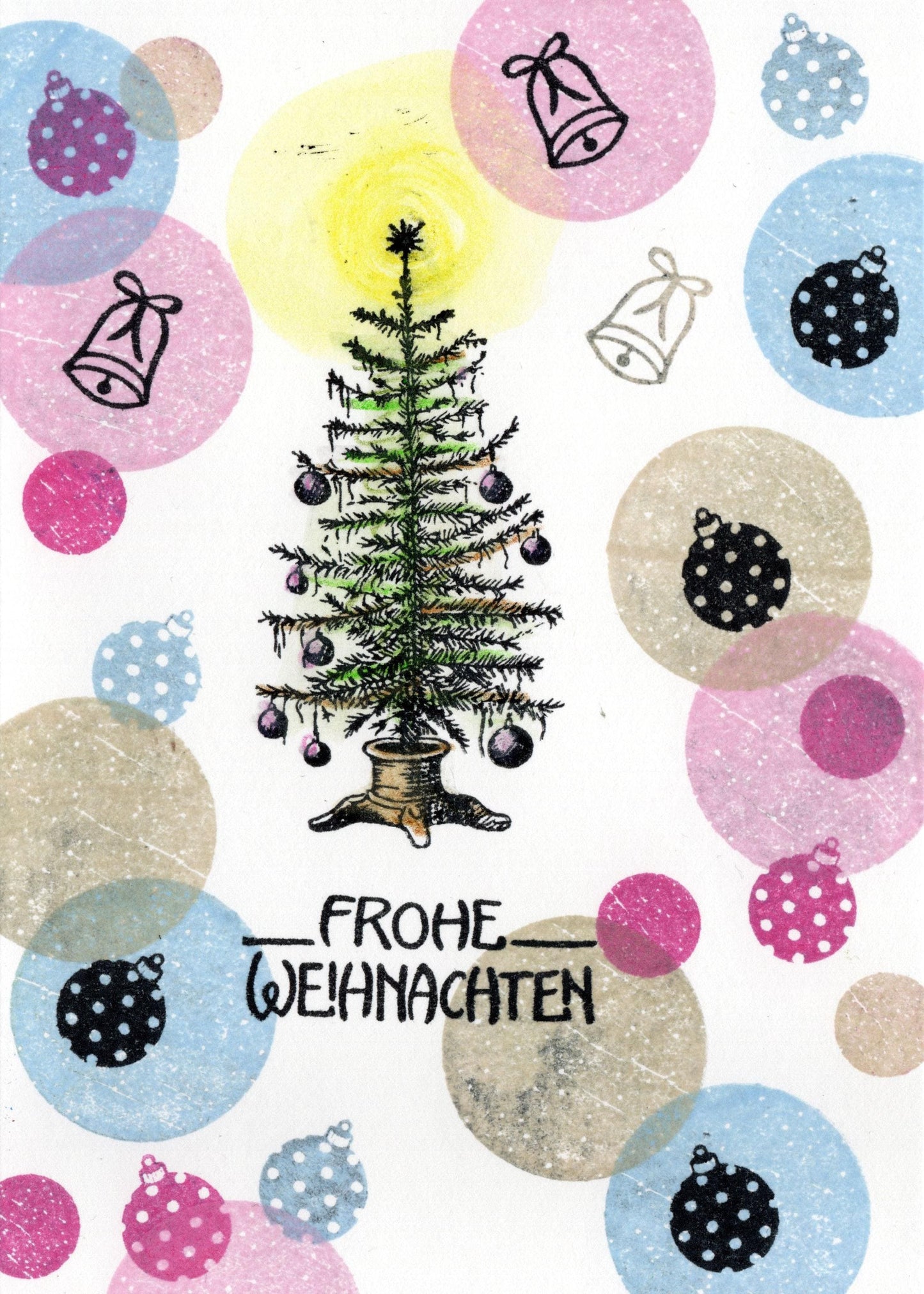 Ministempel Frohes Fest und Christbaumkugeln Auswahl oder Set