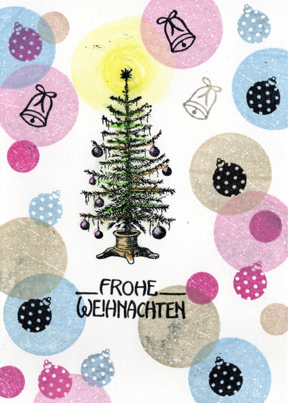 Ministempel Frohes Fest und Christbaumkugeln Auswahl oder Set