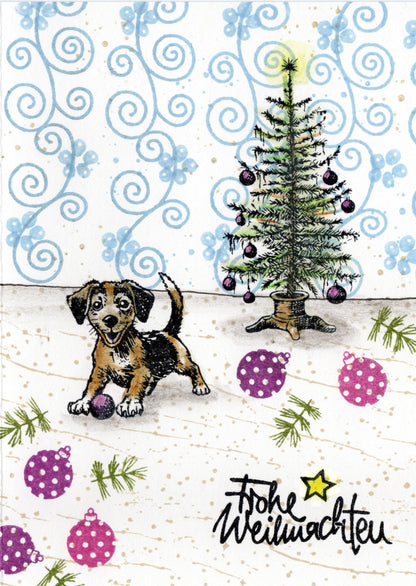 Ministempel Frohes Fest und Christbaumkugeln Auswahl oder Set