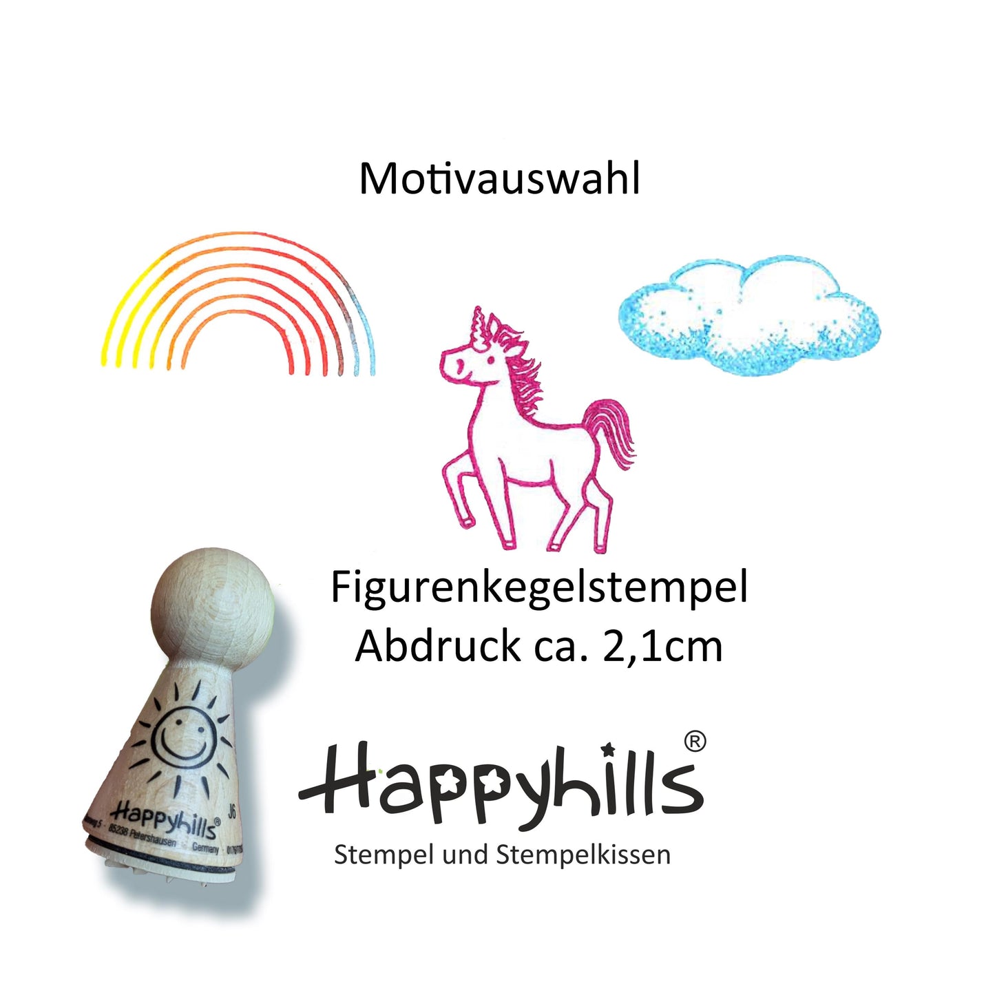 Kegelstempel Regenbogen, Einhorn und Wolke Auswahl oder Set