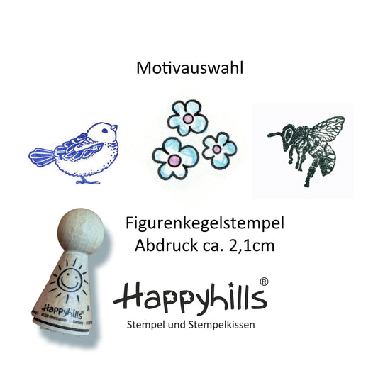 Kegelstempel Spatz, Blümchen und Biene Auswahl oder Set