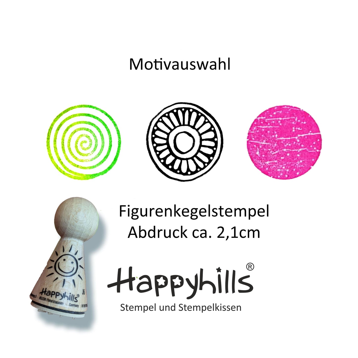 Kegelstempel Spirale, Blumenornament und Planet Auswahl oder Set