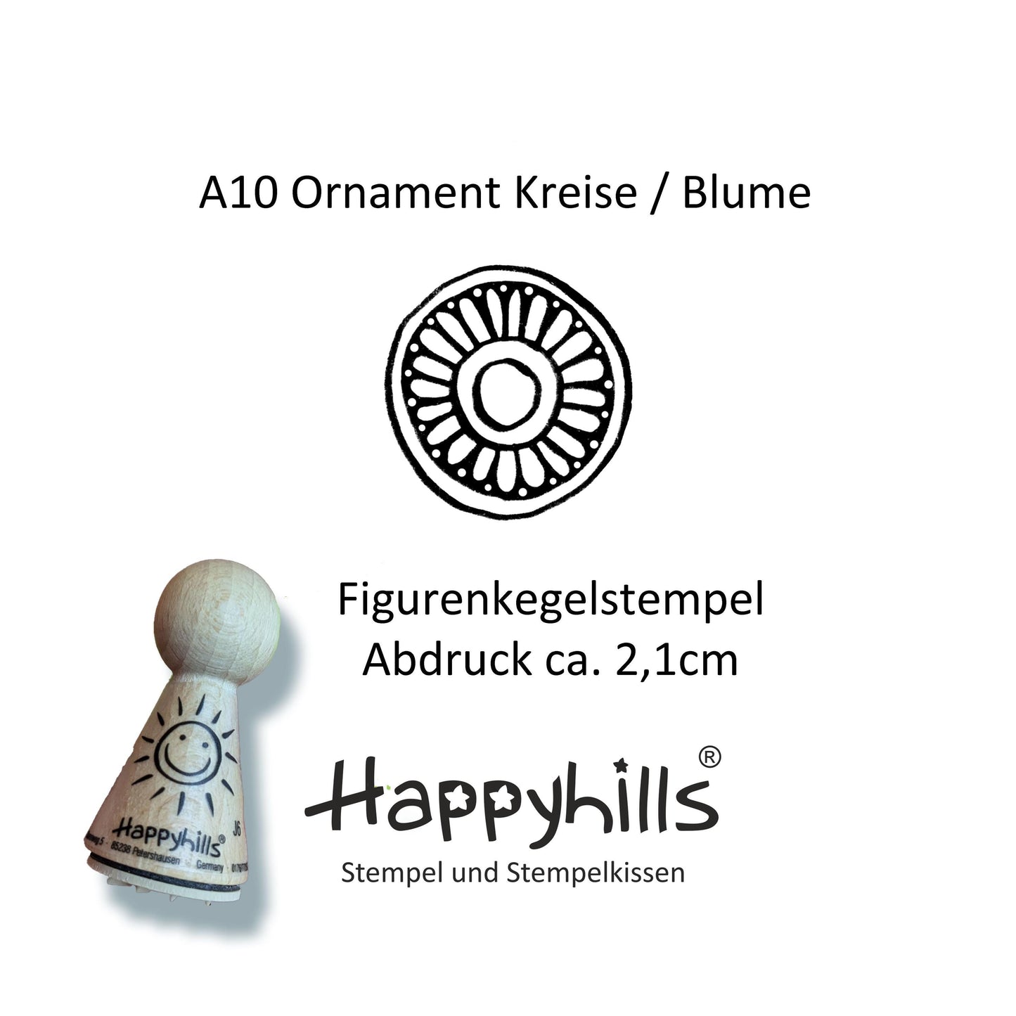 Kegelstempel Spirale, Blumenornament und Planet Auswahl oder Set