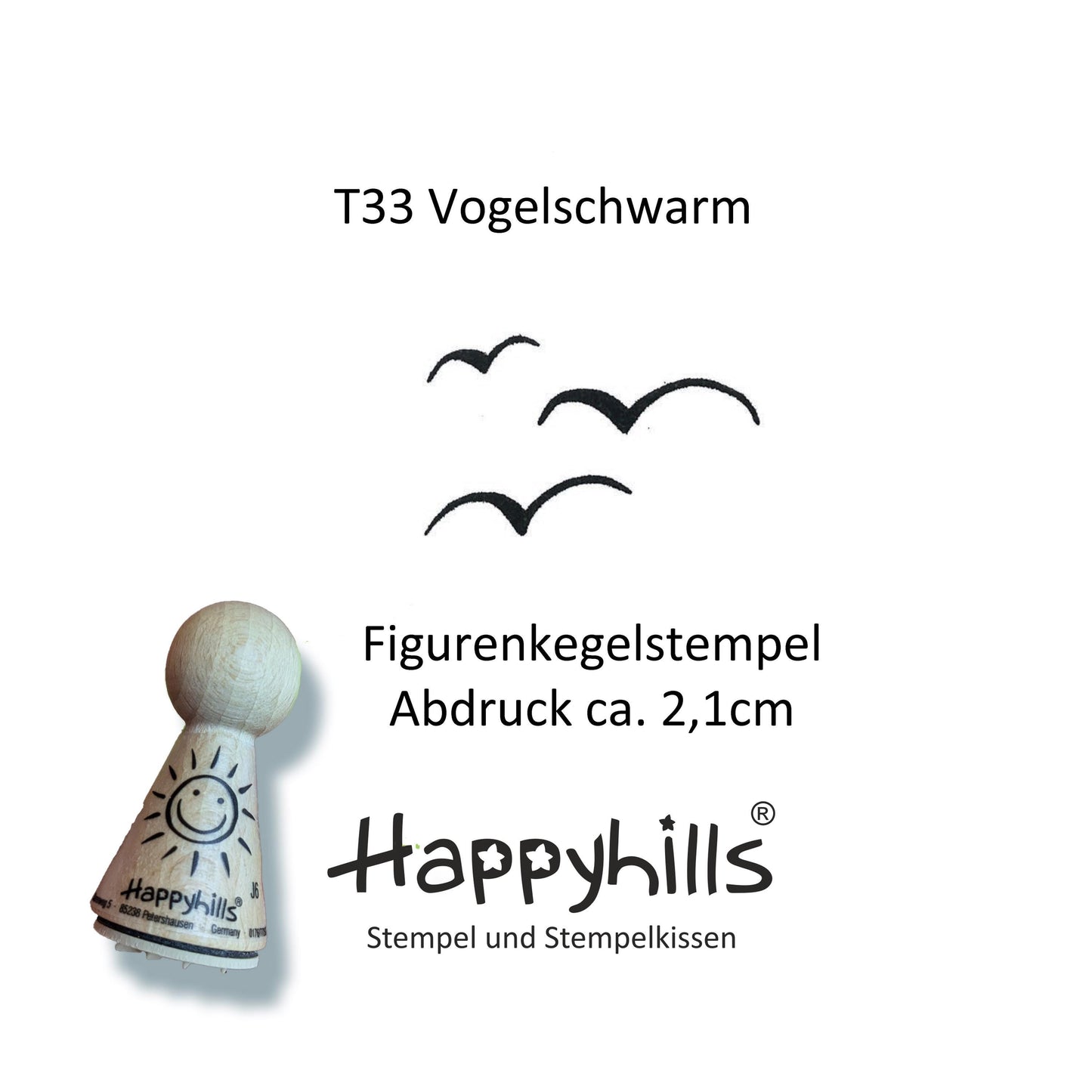 Kegelstempel Möwe, Segelschiff und Vogelschwarm Auswahl oder Set