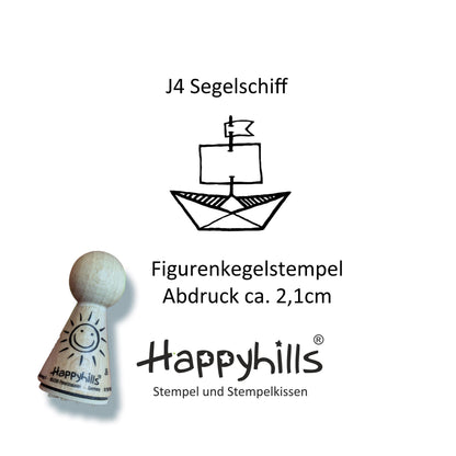 Kegelstempel Möwe, Segelschiff und Vogelschwarm Auswahl oder Set