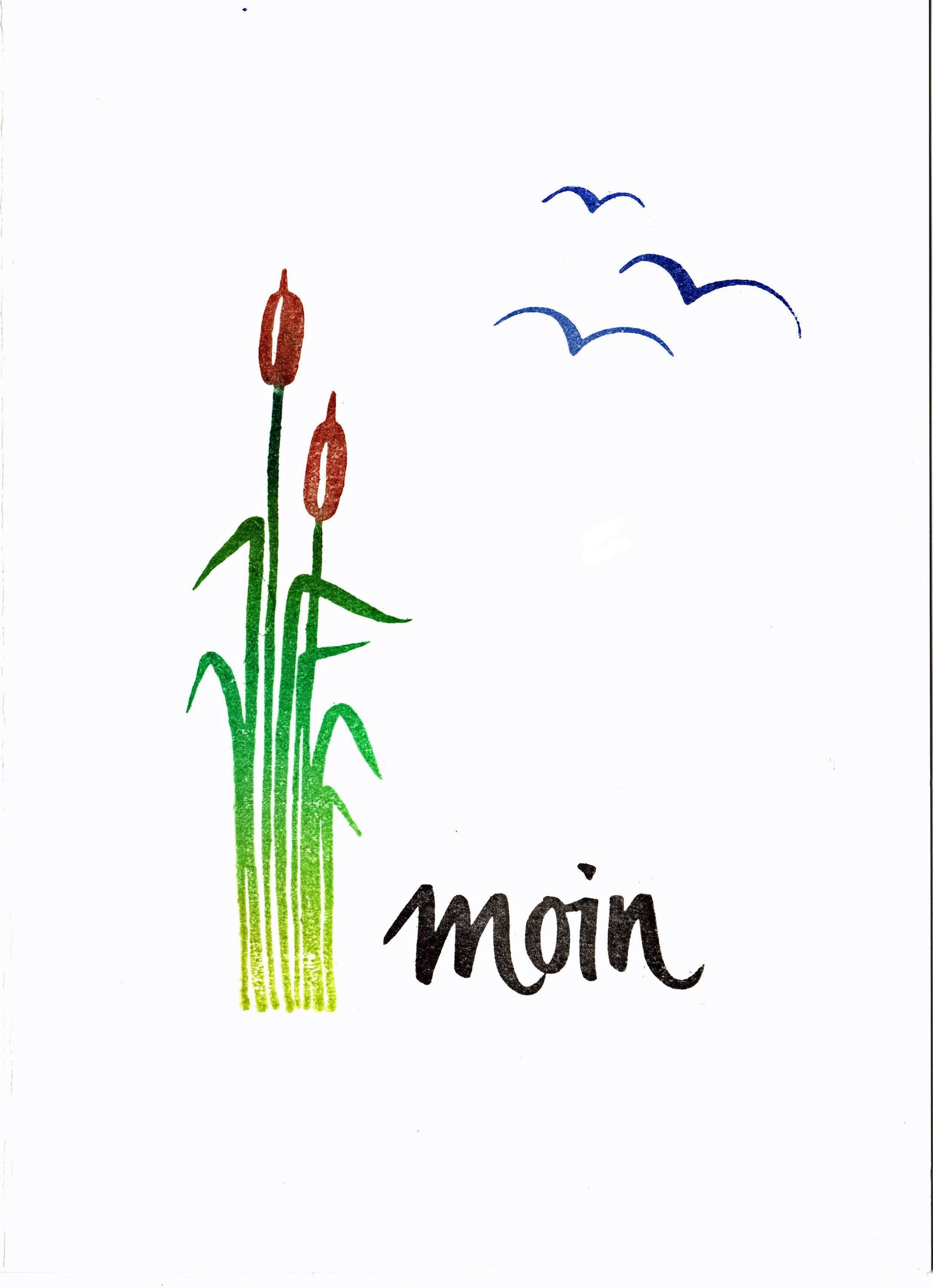 Kegelstempel Möwe, Segelschiff und Vogelschwarm Auswahl oder Set