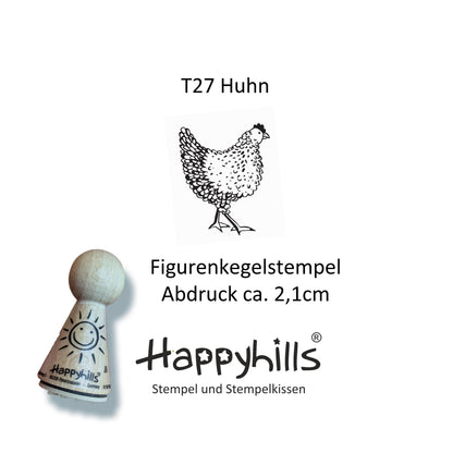 Kegelstempel Huhn, Daunenfeder und Hühnerei Auswahl oder Set