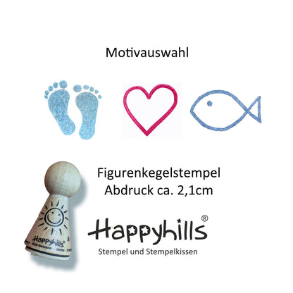 Kegelstempel Babyfüße, Herz und Fisch Auswahl oder Set