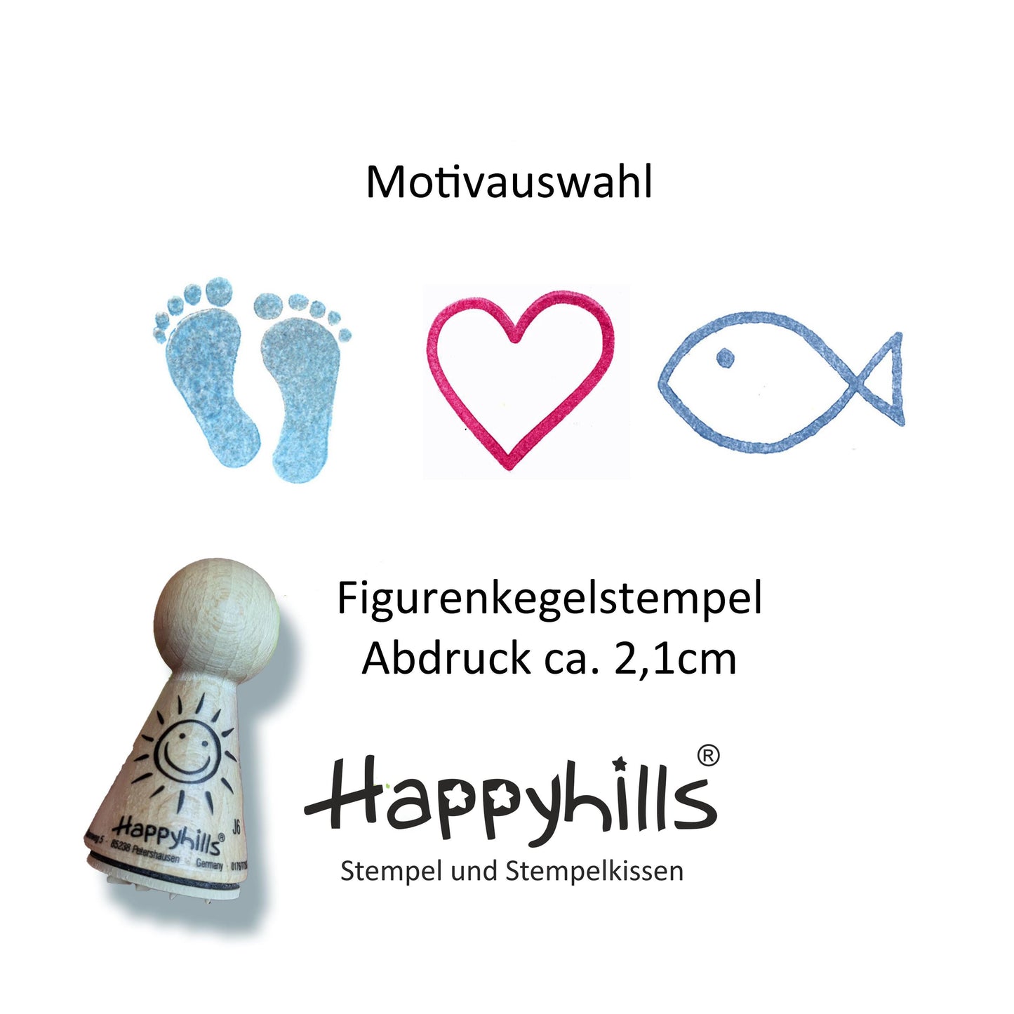 Kegelstempel Babyfüße, Herz und Fisch Auswahl oder Set