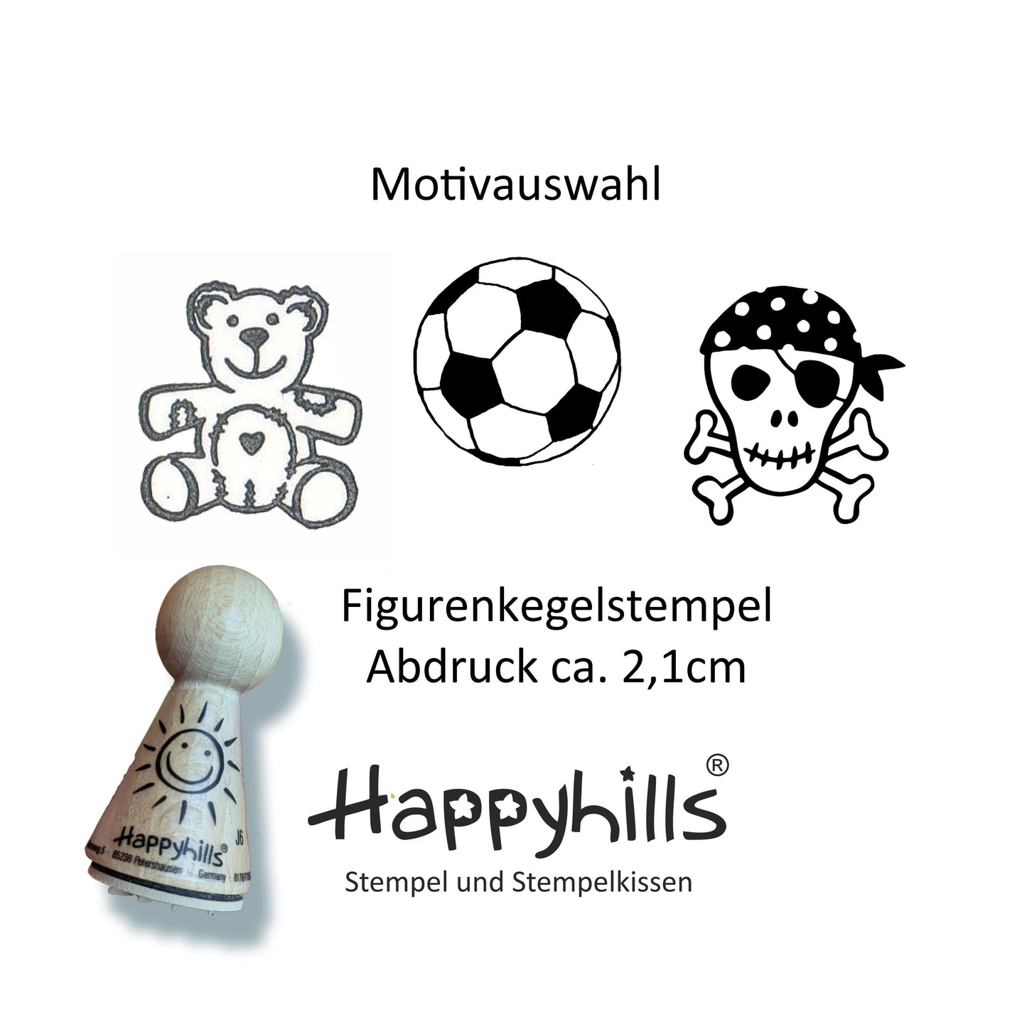 Kegelstempel Teddy, Fussball und Pirat Auswahl oder Set