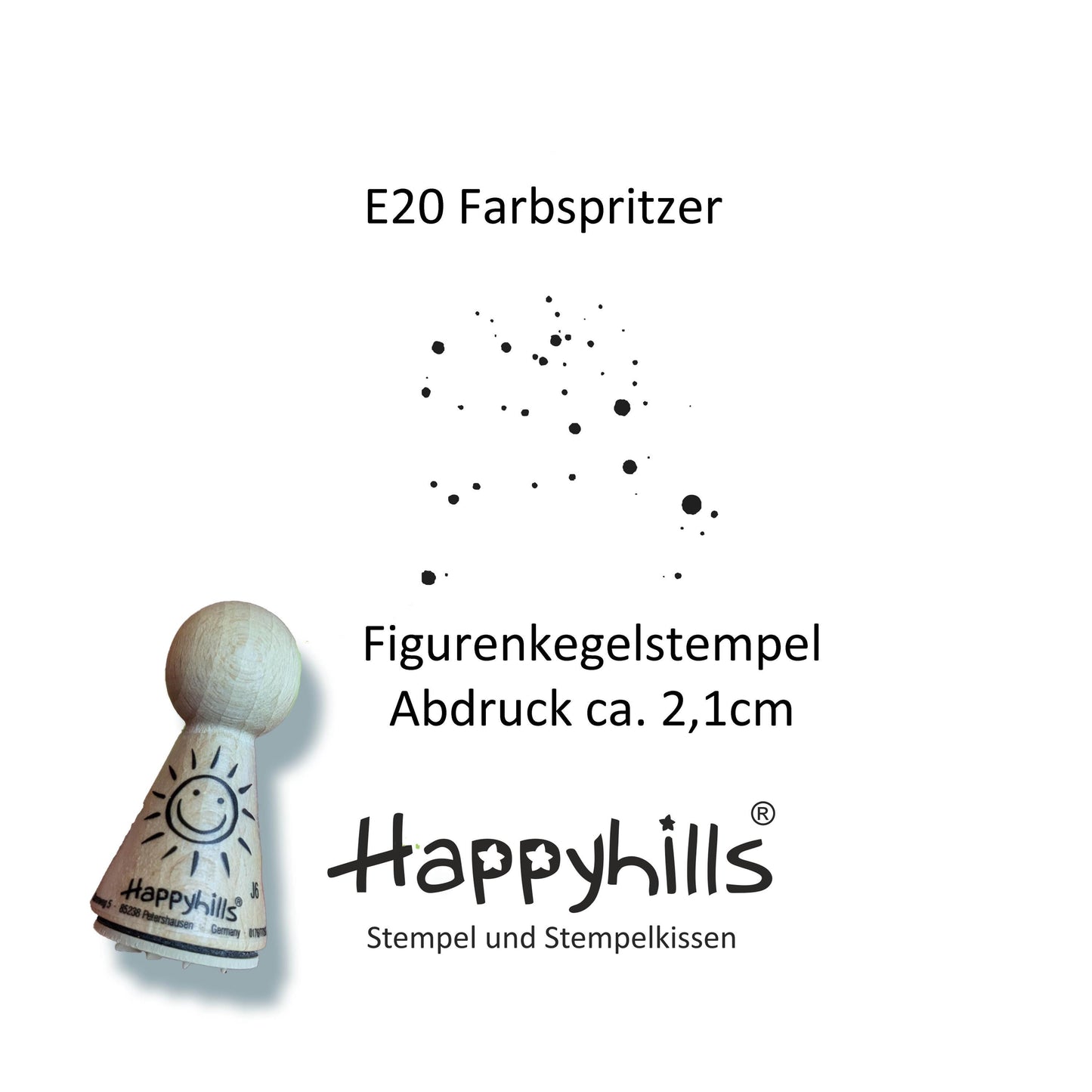 Kegelstempel Klecks, Herz strahlt und Farbspritzer, Auswahl oder Set