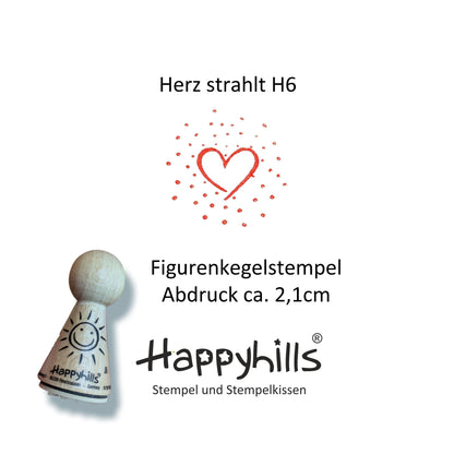 Kegelstempel Klecks, Herz strahlt und Farbspritzer, Auswahl oder Set