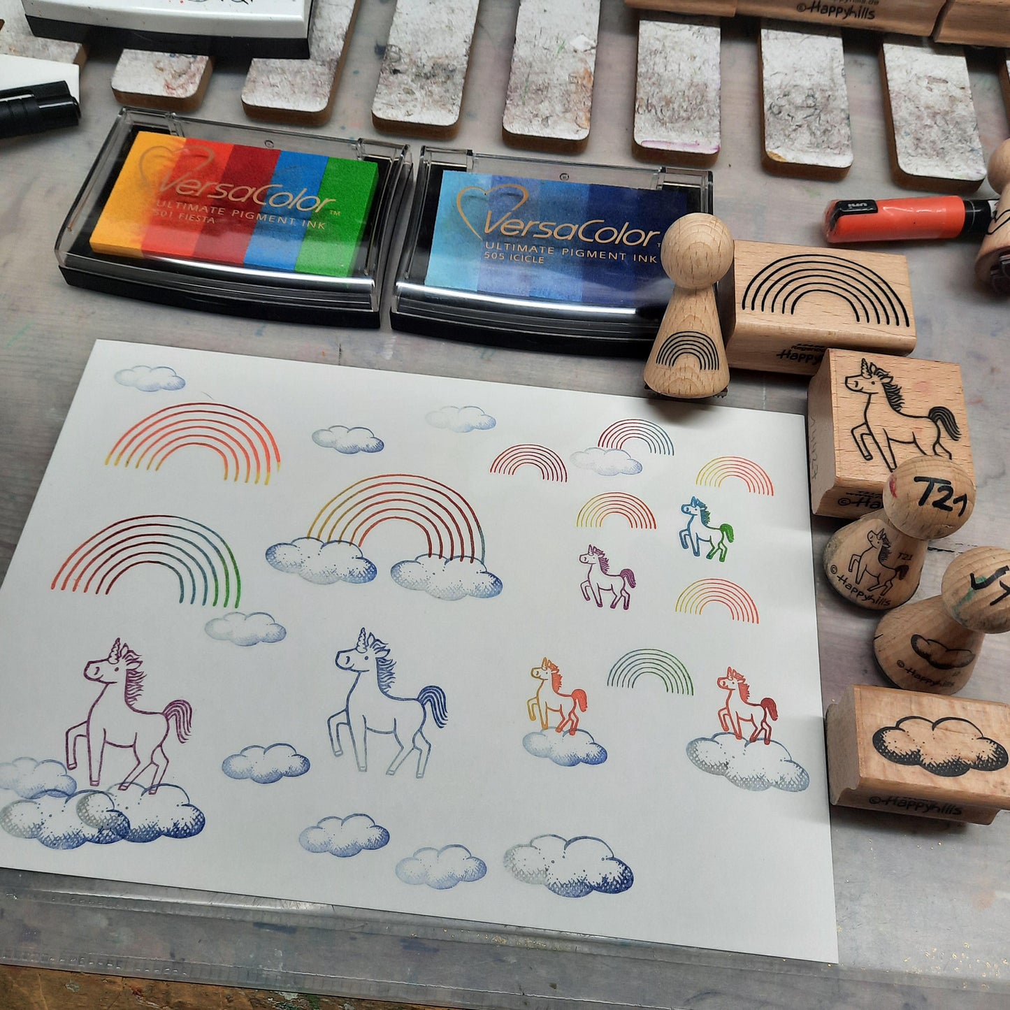 Kegelstempel Regenbogen, Einhorn und Wolke Auswahl oder Set