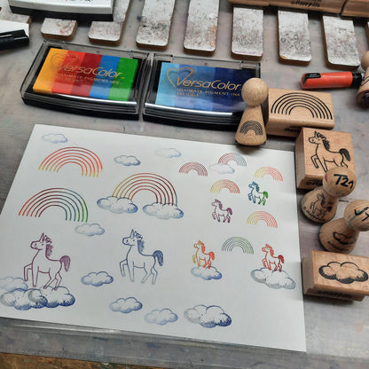 Kegelstempel Regenbogen, Einhorn und Wolke Auswahl oder Set